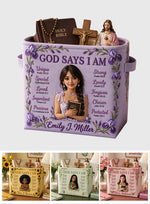 God Says I Am - Personalized Christian Rectangle Storage Basket
