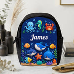 Ocean Life, Back To School Gift - Personalized Kid Changeable Leather Patch Backpack
