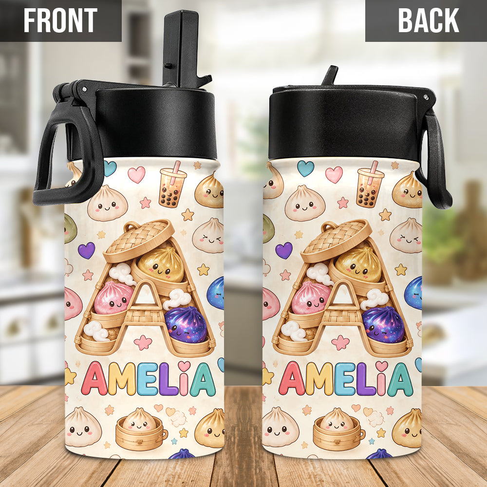 Cute & Fun Dumpling Alphabet For Kid - Personalized Kid Kids Water Bottle