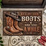 Kick Off Your Boots - Personalized Cowgirl Doormat