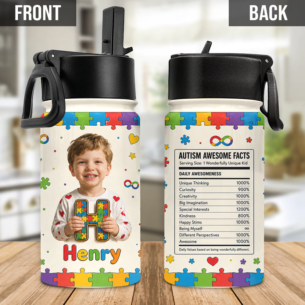 It's OK To Be Different - Personalized Autism Awareness Kids Water Bottle