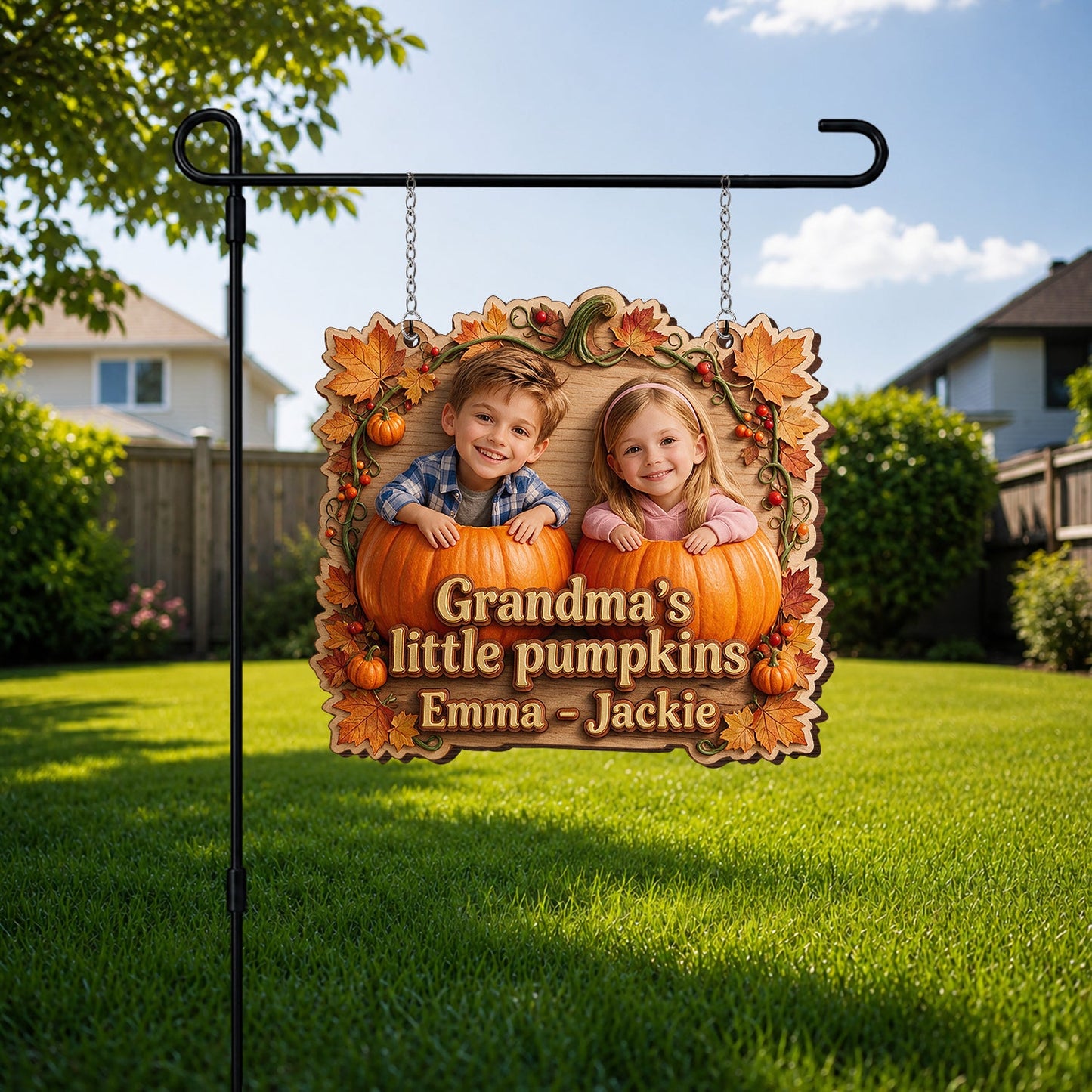 Pumpkin Garden - Personalized Grandma Wood Sign With Stake