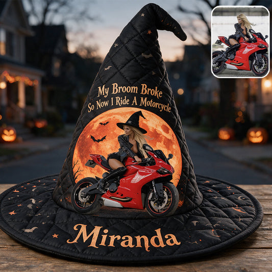 My Broom Broke - Personalized Biker Quilt Witch Hat