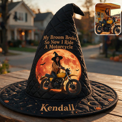 My Broom Broke - Personalized Biker Quilt Witch Hat