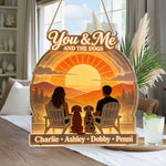 You & Me And The Dogs - Personalized Couple LED Light Acrylic Sign