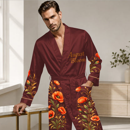Birthmonth Flower Luxury Robe - Personalized Self Love Satin Robe