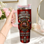 Thank You Firefighters Gift - Personalized Firefighter Tumbler With Handle