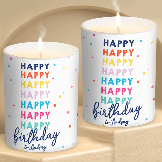 Happy Birthday - Personalized Birthday Candle With Wooden Lid