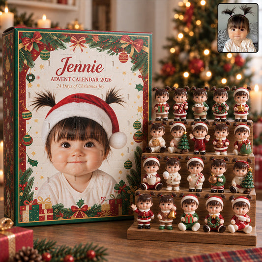 24 Days Of Christmas Joy - Personalized Kid Advent Calendar With 3D Collectibles