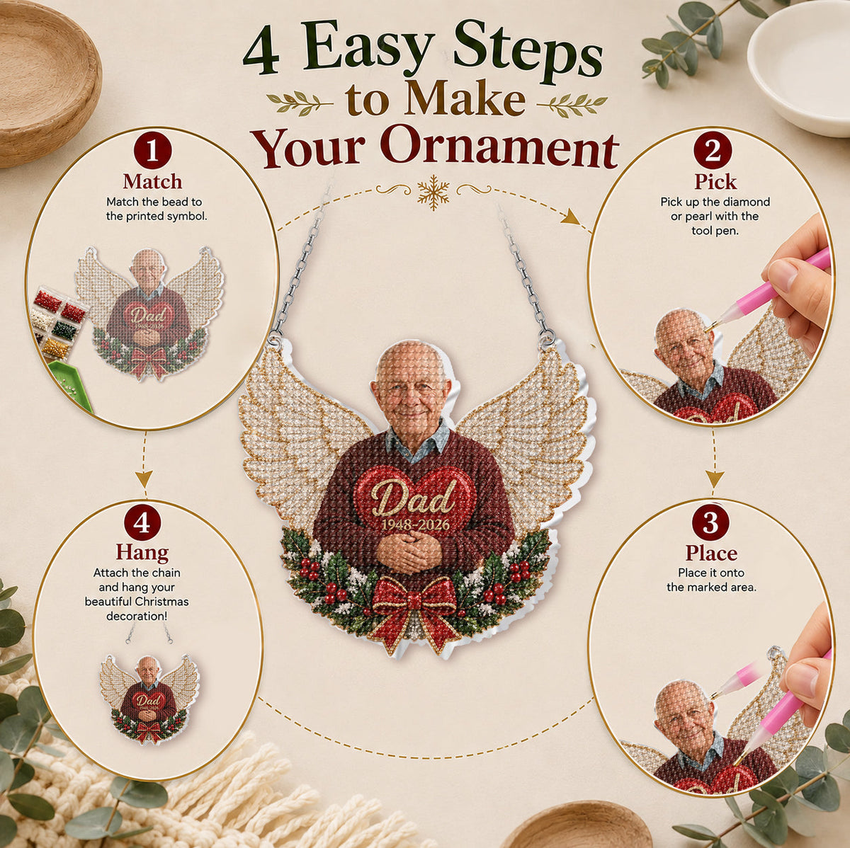 I'm Always With You - Personalized Memorial Diamond Painting Ornament Kit