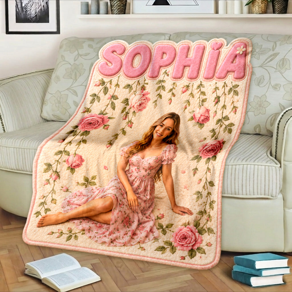 Special Flower Name Blanket - Personalized Self Love Shaped Fleece Blanket