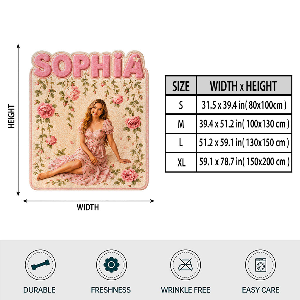 Special Flower Name Blanket - Personalized Self Love Shaped Fleece Blanket