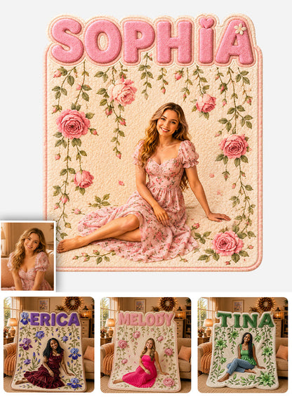 Special Flower Name Blanket - Personalized Self Love Shaped Fleece Blanket