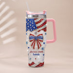 America's 250th Bow - Personalized Independence Day/ 4th of July Rhinestone Tumbler With Plush Charm