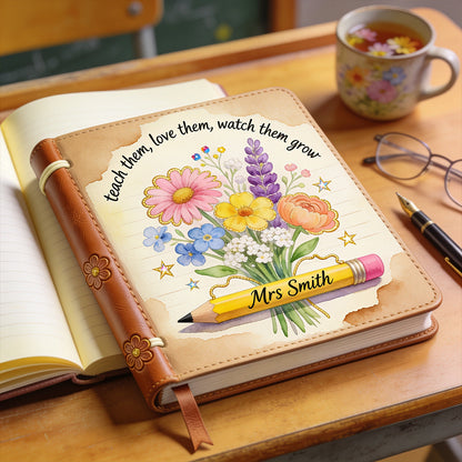 Teacher Gifts Boho Kraft - Personalized Teacher Leather Journal
