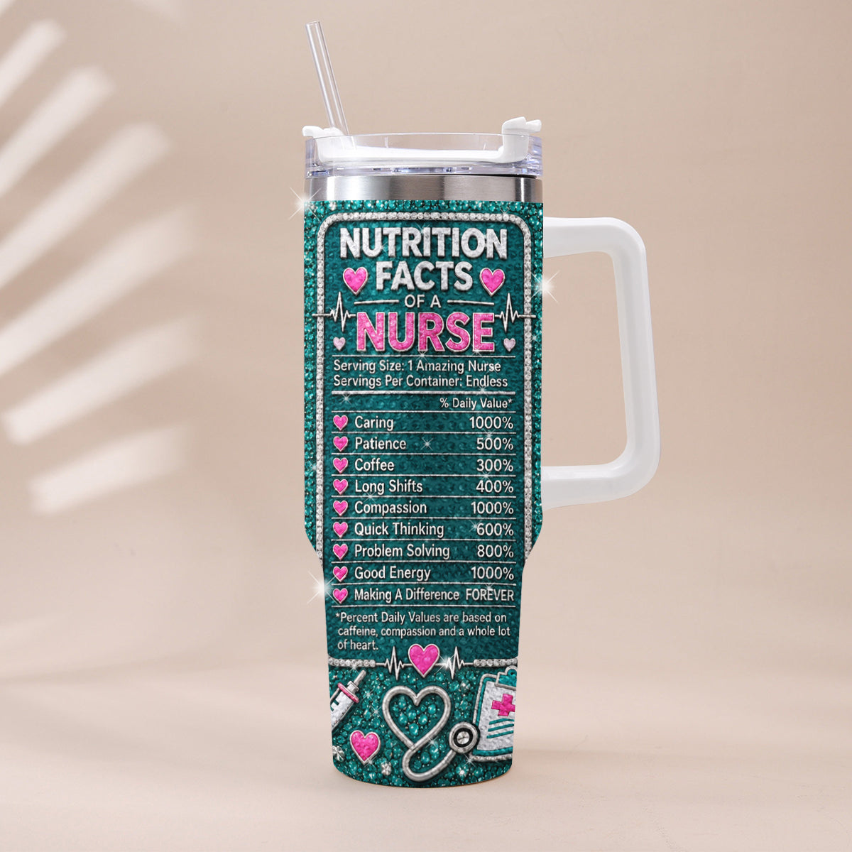 Gift for Nurse - Personalized Nurse Rhinestone Tumbler With Handle