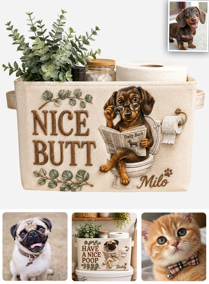 Funny Pet Bathroom Basket - Personalized Dog Rectangle Storage Basket