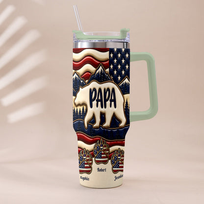 Proud Papa - Personalized Father Tumbler With Handle