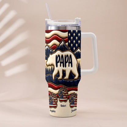 Proud Papa - Personalized Father Tumbler With Handle