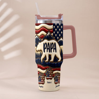 Proud Papa - Personalized Father Tumbler With Handle