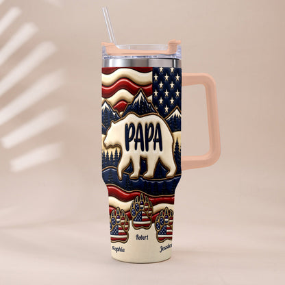 Proud Papa - Personalized Father Tumbler With Handle