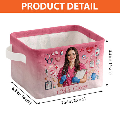 Nursing Is A Work Of Heart - Personalized Nurse Rectangle Storage Basket