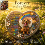 Dog Memorial, I Crossed The Rainbow Bridge - Personalized Dog Heart Shaped Stone