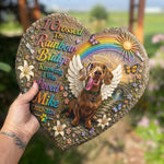 Dog Memorial, I Crossed The Rainbow Bridge - Personalized Dog Heart Shaped Stone