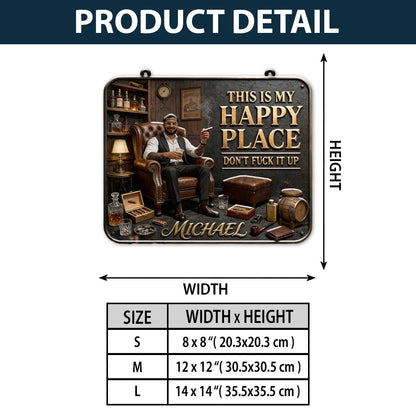 Bar Is My Happy Place - Personalized Whisky 3D Printed Cut Metal Sign