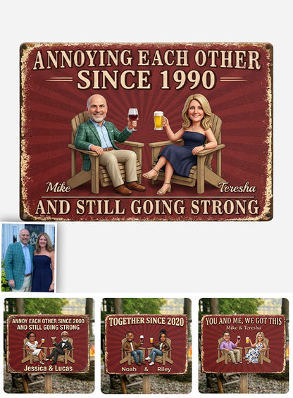 Annoy Each Other Since - Personalized Couple Rectangle Metal Sign