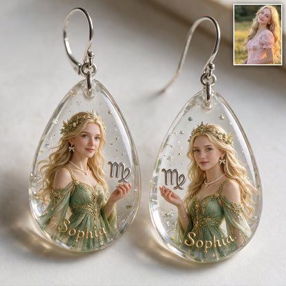 Custom Zodiac Sign Earrings - Personalized Horoscope Earrings