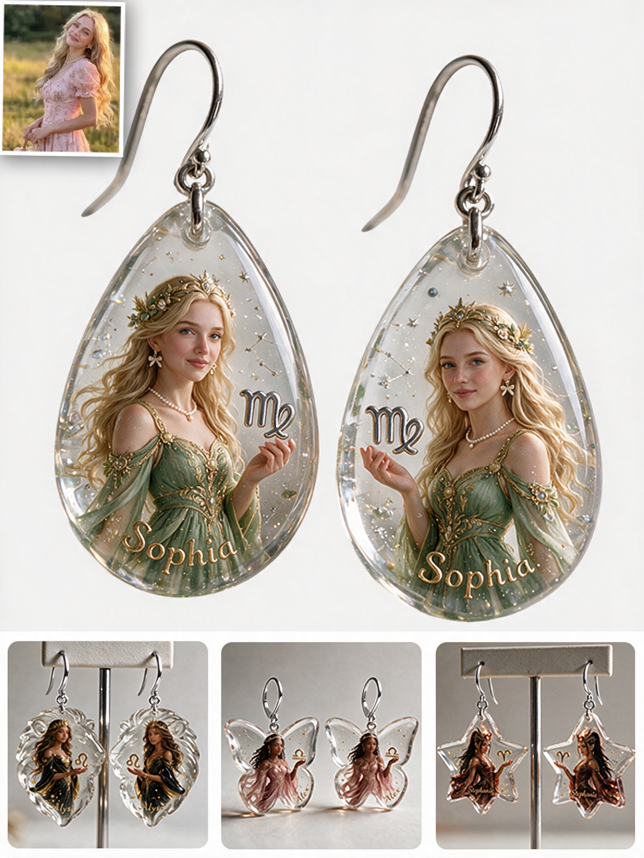 Custom Zodiac Sign Earrings - Personalized Horoscope Earrings