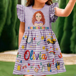 School Days, Sweet Smiles - Personalized Kid Kid Ruffle Sleeve Dress