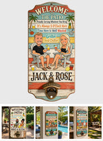 Welcome To Our Patio - Personalized Couple Wall Bottle Opener