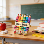 Pencil Crayon Teacher Lapel Pin - Personalized Teacher Pin