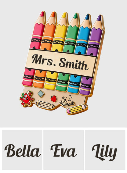 Pencil Crayon Teacher Lapel Pin - Personalized Teacher Pin