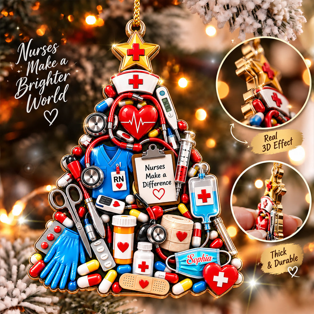 Nurse Gift Idea, Nurse Christmas Decor - Personalized Nurse Premium 3D Ornament