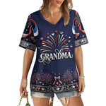 Patriotic Grandma Shirt - Personalized Grandma Fully Printed V-Neck T-Shirt