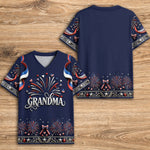 Patriotic Grandma Shirt - Personalized Grandma Fully Printed V-Neck T-Shirt