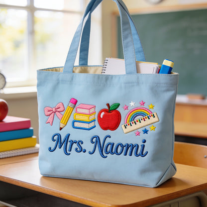 Kawaii School Teacher Gift Personalized - Personalized Teacher Tote Bag