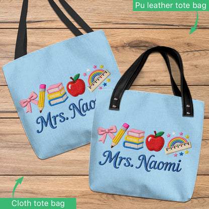 Kawaii School Teacher Gift Personalized - Personalized Teacher Tote Bag