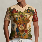 Highland Cow, Autumn Vibes - Personalized Highland Cow Fully Printed V-Neck T-Shirt