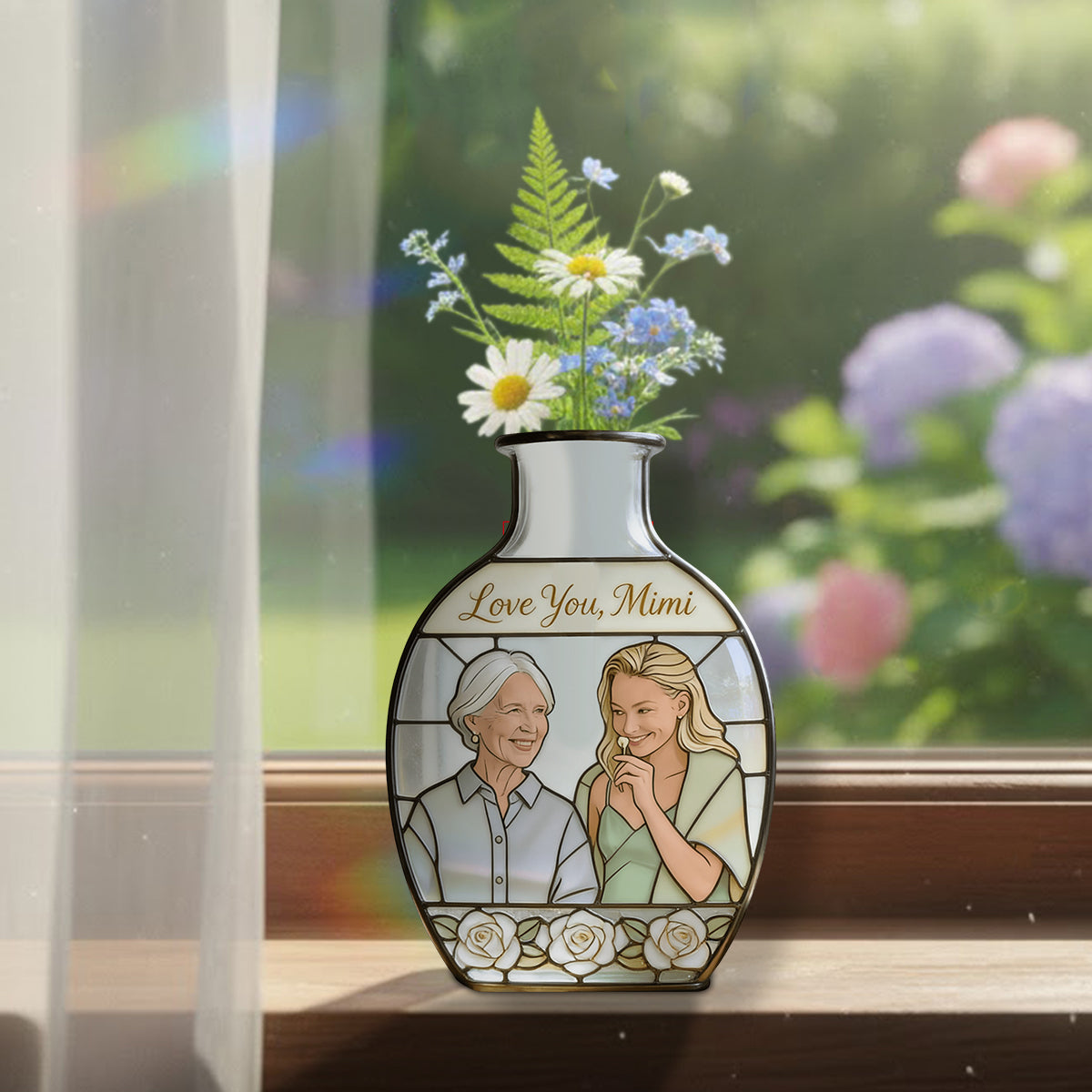 Custom Flower Vase Mother's Day Gift For Mom/ Grandma - Personalized Grandma Custom Shape Acrylic Flower Vase