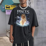 Custom Any Photo Zodiac Style - Personalized Horoscope Wash T-Shirt