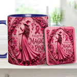 Fueled By Magic & Pink - Personalized Breast Cancer Awareness Accent Mug & Coaster