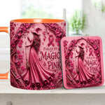 Fueled By Magic & Pink - Personalized Breast Cancer Awareness Accent Mug & Coaster