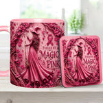 Fueled By Magic & Pink - Personalized Breast Cancer Awareness Accent Mug & Coaster