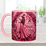 Fueled By Magic & Pink - Personalized Breast Cancer Awareness Accent Mug & Coaster