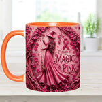 Fueled By Magic & Pink - Personalized Breast Cancer Awareness Accent Mug & Coaster