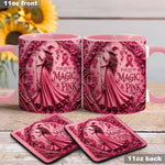 Fueled By Magic & Pink - Personalized Breast Cancer Awareness Accent Mug & Coaster